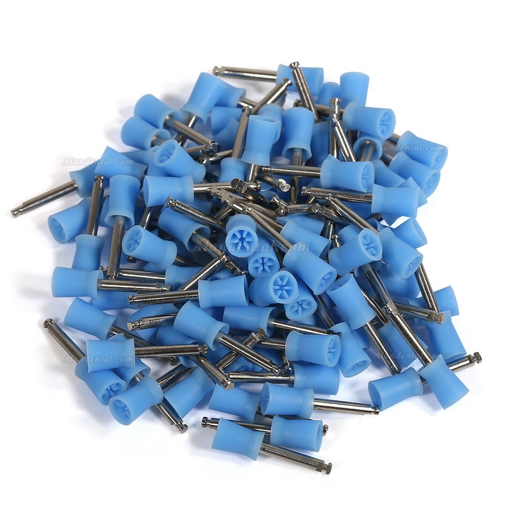 100pcs Dental Firm Prophy Cup Rubber Polish Brush Blue Polishing Head